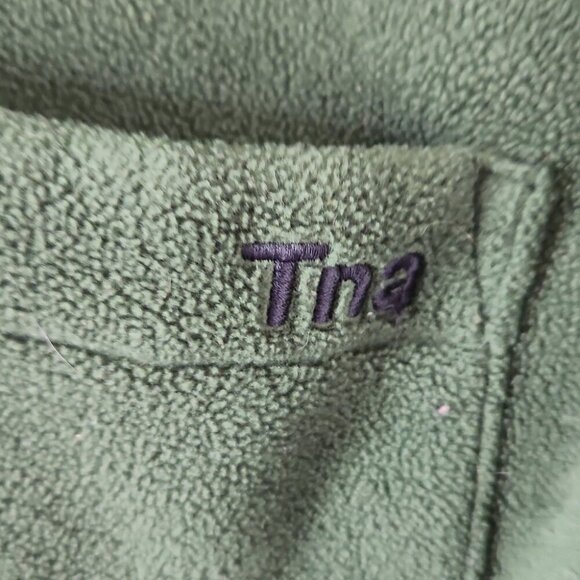 ARITZIA | TNA Cozy Fleece Boyfriend Shirt Button Down Dark Green Sz M - Picture 6 of 8